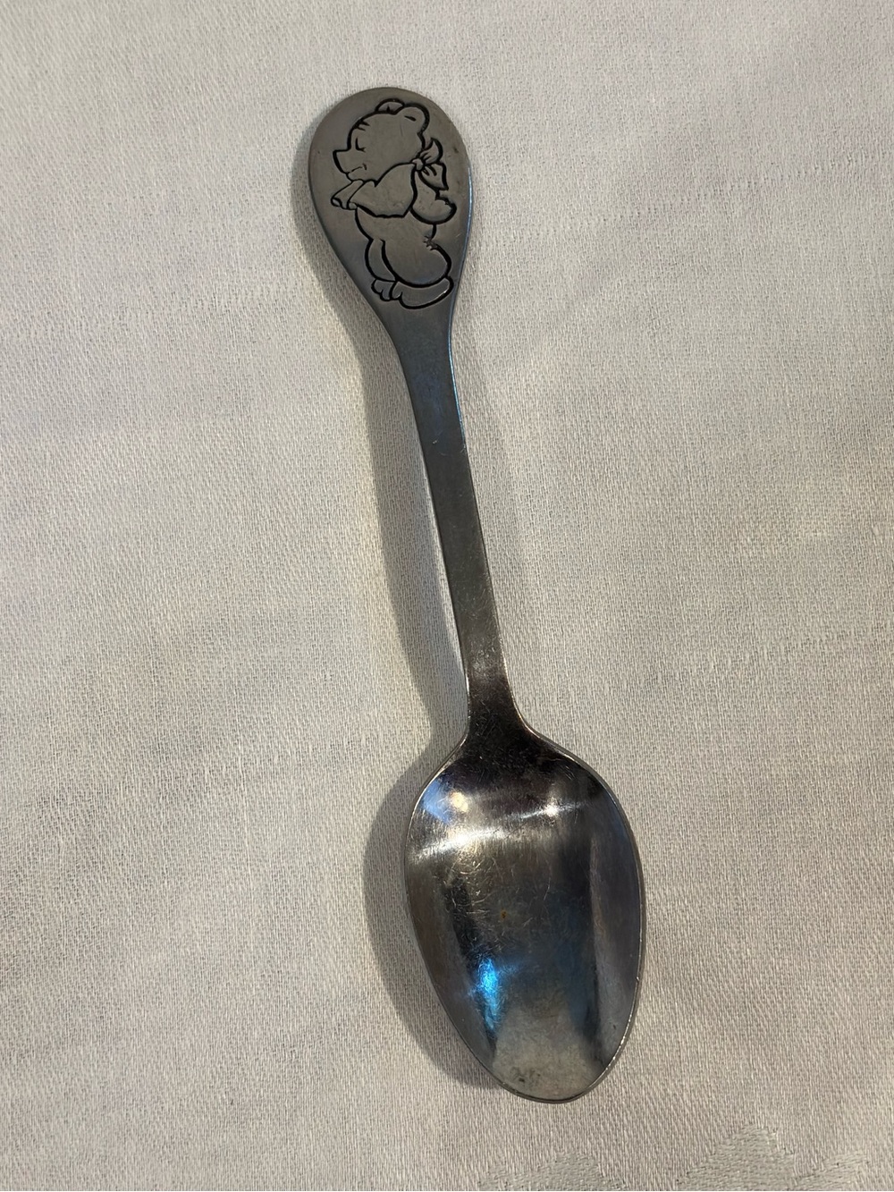 Vintage Tommee Tippee Spoon Teddy 5in Bear Child Toddlers Stainless